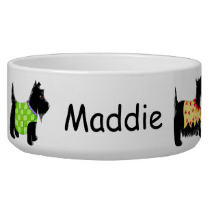 Black Scottie Terrier Dogs Name Personalized Bowl