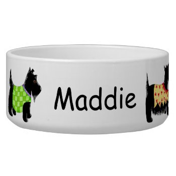 Black Scottie Terrier Dogs Name Personalized Bowl by phyllisdobbs at Zazzle