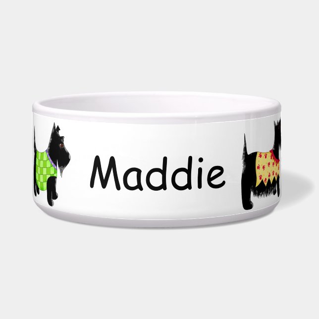 Black Scottie Terrier Dogs Name Personalized Bowl (Front)