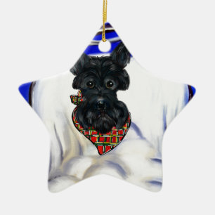 Black Scottish Terrier Angel Ceramic Ornament