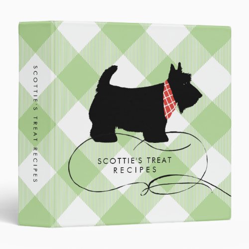 Black Scottish Terrier Dog Buffalo Plaid Recipe 3 Ring Binder