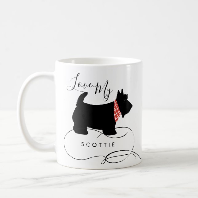 Black Scottish Terrier Dog Love My Scottie Coffee Mug (Left)