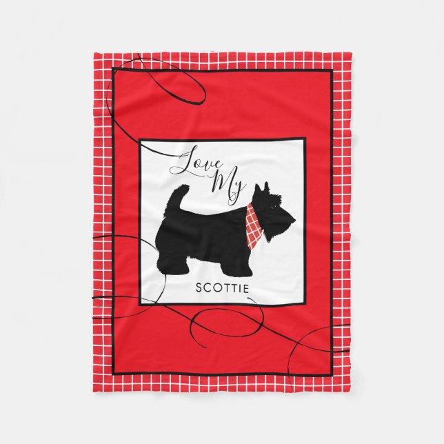Black Scottish Terrier Dog Love My Scottie Small Fleece Blanket (Front)