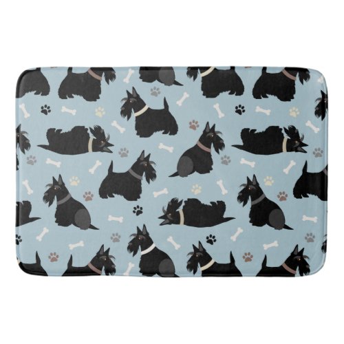 Black Scottish Terrier Paws and Bones Bath Mat