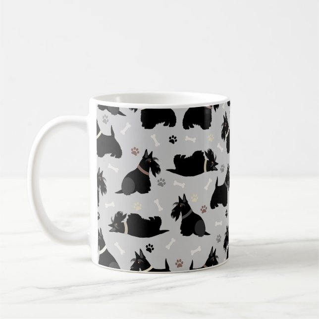 Black Scottish Terrier Paws and Bones Coffee Mug (Left)