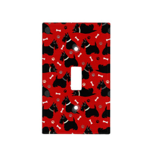 Black Scottish Terrier Paws and Bones Light Switch Cover