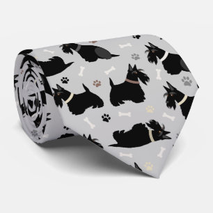 Black Scottish Terrier Paws and Bones Neck Tie