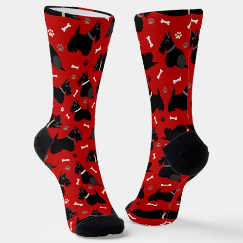 Black Scottish Terrier Paws and Bones Socks