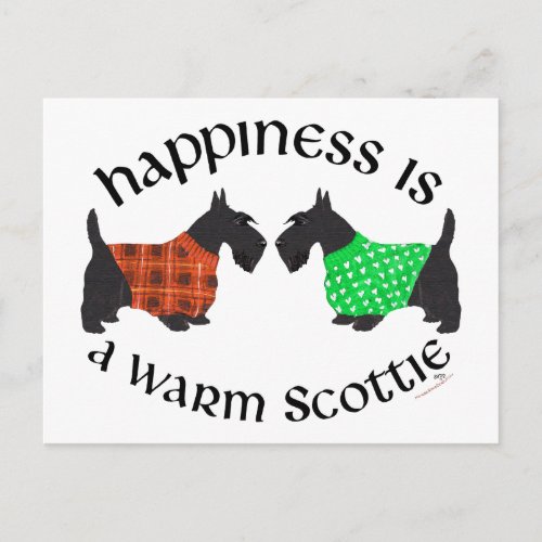 Black Scottish Terriers Happiness Postcard