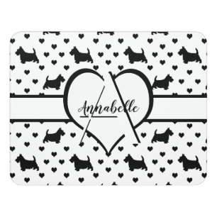 Black Scottish Terriers (Scottie Dogs) - White Door Sign