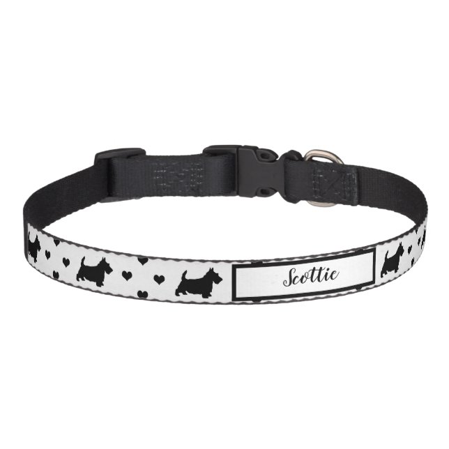 Black Scottish Terriers (Scottie Dogs) - White Pet Collar (Front)
