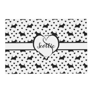 Black Scottish Terriers (Scottie Dogs) - White Placemat