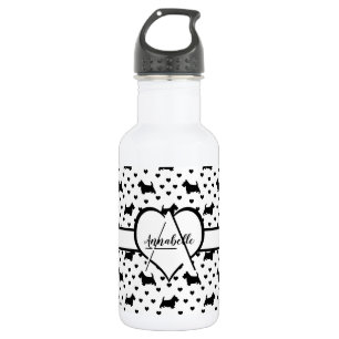 Black Scottish Terriers (Scottie Dogs) - White Stainless Steel Water Bottle