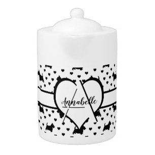Black Scottish Terriers (Scottie Dogs) - White Teapot