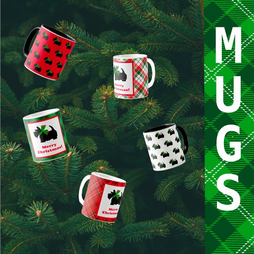 Black Scotty Dog Christmas Holiday Coffee Mug