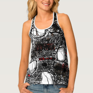 Black Scribble&White Tank Top