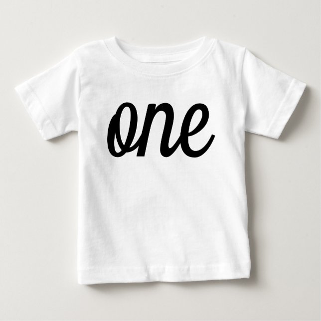 Black Script 1st Birthday Baby T-Shirt (Front)
