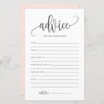 Black Script Advice for the Newlyweds Wedding Card<br><div class="desc">Add this simple and elegant advice card to your wedding. It features a black whimsical script,  classic typography,  blush pink background. You can personalize the front and backside of this baby shower card. This advice for the newlyweds card is perfect for any wedding theme and season.</div>