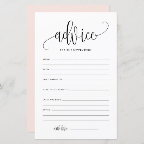 Black Script Advice for the Newlyweds Wedding Card