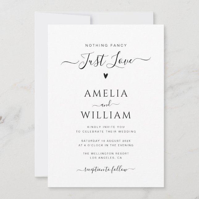 black script all in one wedding Invitation (Front)