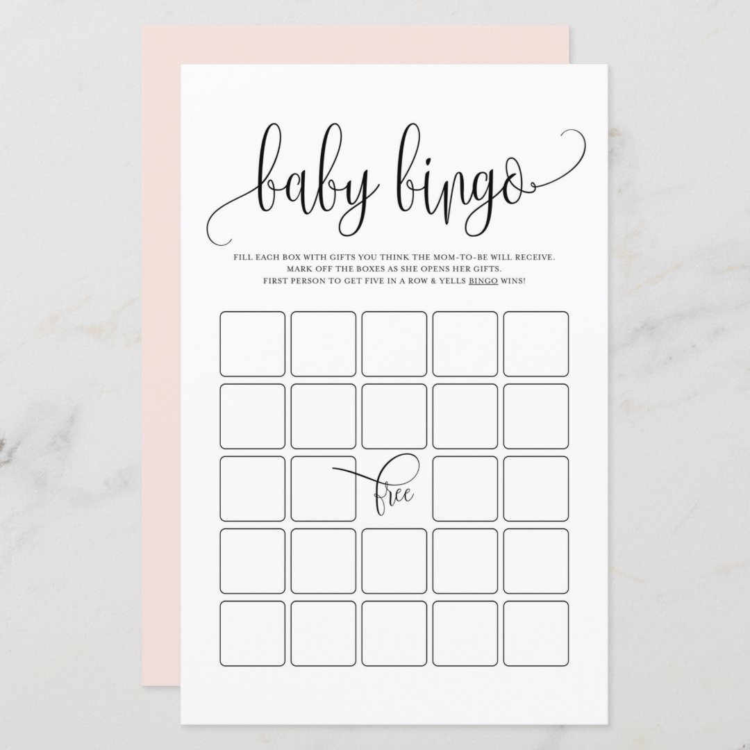 Black Script Baby Bingo Shower Game | Zazzle