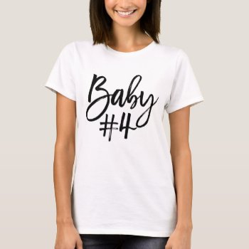 Black Script Baby Number 4 T-shirt by PinkMoonDesigns at Zazzle