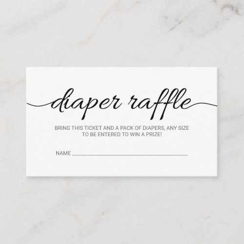 Black Script Baby Shower Diaper Raffle Ticket