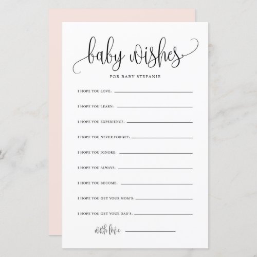 Black Script Baby Well Wishes Baby Shower Card