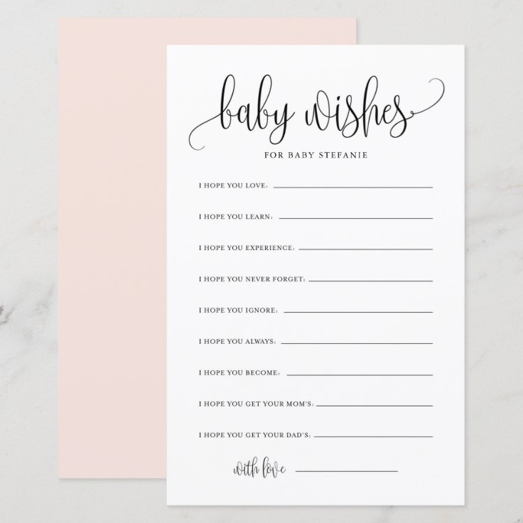 Black Script Baby Well Wishes Baby Shower Card Zazzle