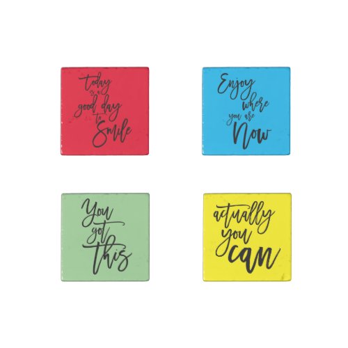 Black Script Blue Red Green Yellow Positive Quotes Stone Magnet