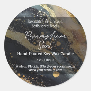 Black Script Bottle Candle Jar Product Label