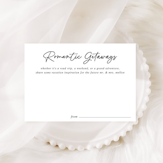 Black Script Bridal Shower Vacation Ideas Card (Creator Uploaded)