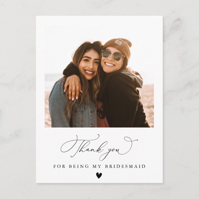 black script bridesmaid thank you card (Front)