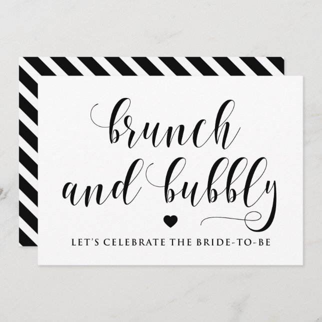 Black Script Brunch and Bubbly Bridal Shower Sign Invitation (Front/Back)