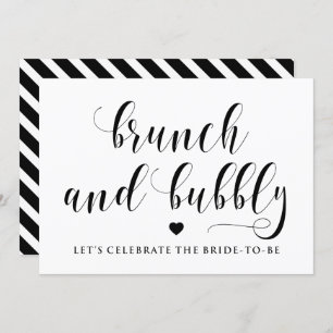 Black Script Brunch and Bubbly Bridal Shower Sign Invitation