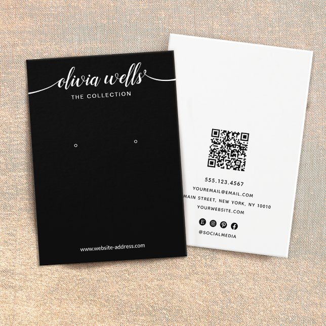 Black Script Calligraphy Font Earring Display (Creator Uploaded)