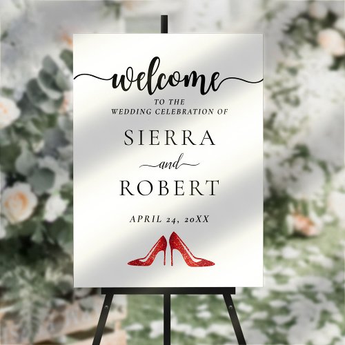 Black Script Elegant Wedding Welcome Sign 