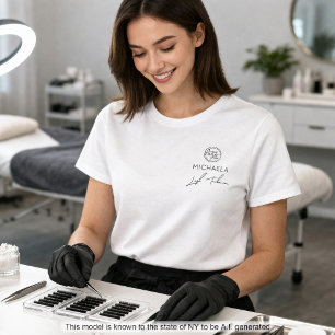 Black Script Employee Name Business Logo Lashes T-Shirt