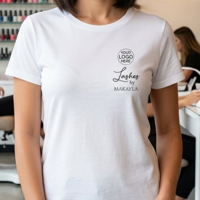 Black Script Employee Name Business Logo Lashes T-Shirt (Creator Uploaded)