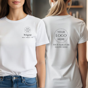 Black Script Employee Name Business Logo Makeup T-Shirt