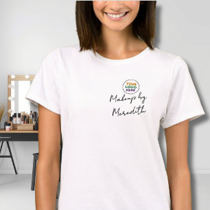 Black Script Employee Name Business Logo Makeup T-Shirt
