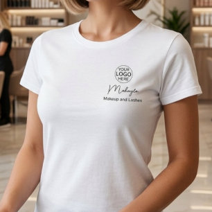 Black Script Employee Name Business Logo Makeup  T-Shirt