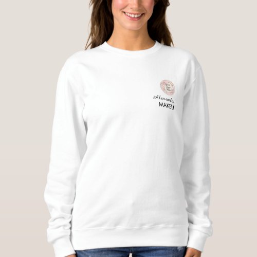 Black Script Employee Name Business Logo Sweatshirt