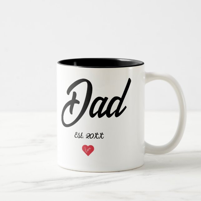 Black Script Established Dad Heart Two-Tone Coffee Mug (Right)
