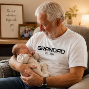 Black Script Established Grandad T-Shirt