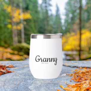 Black Script Established Grandma Thermal Wine Tumbler