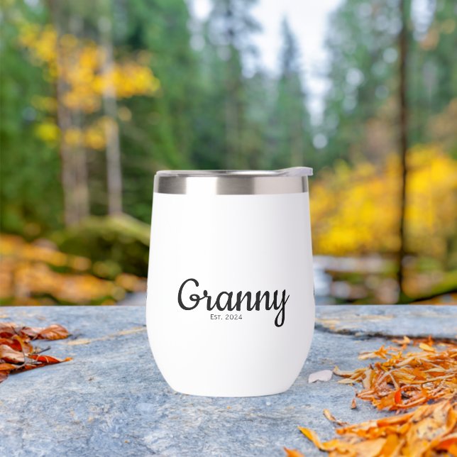 Black Script Established Grandma Thermal Wine Tumbler (Outdoor)