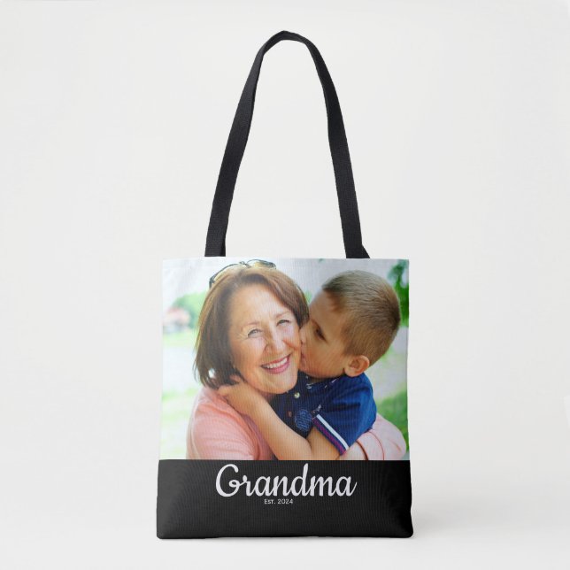 Black Script Established Grandma  Tote Bag (Front)