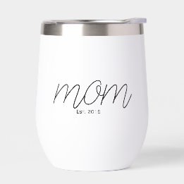 Black Script Established Mom  Thermal Wine Tumbler