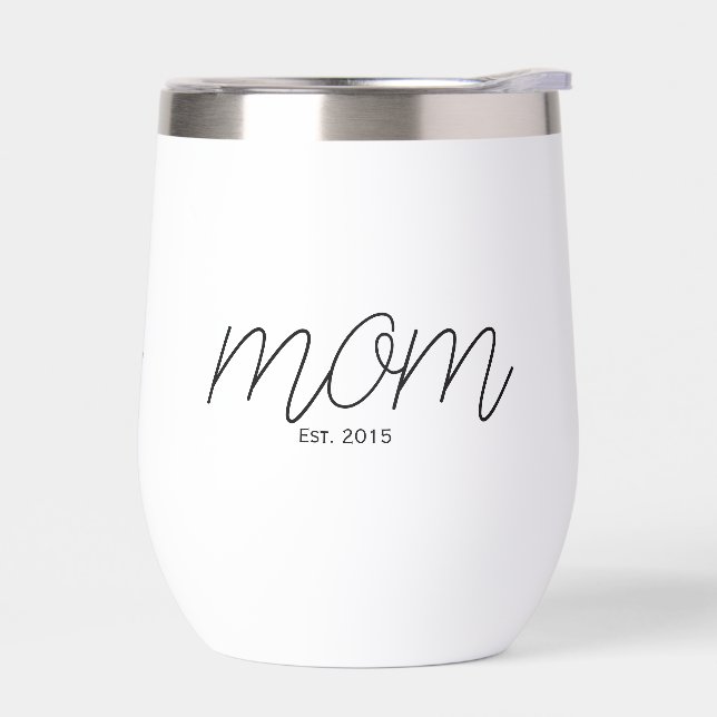 Black Script Established Mom  Thermal Wine Tumbler (Left)